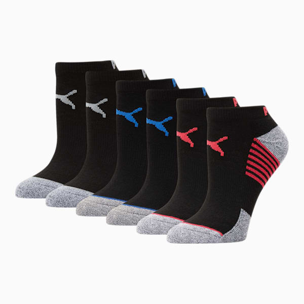 Women's Low Cut Socks [6 Pack], BLACK / BLUE, extralarge